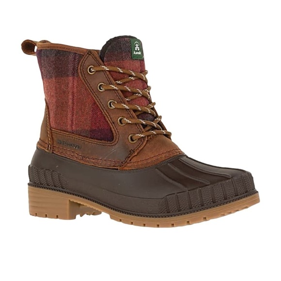Kamik W SIENNA MID, Dark Brown Plaid Waterproof Winter Boots - Picture 1 of 12